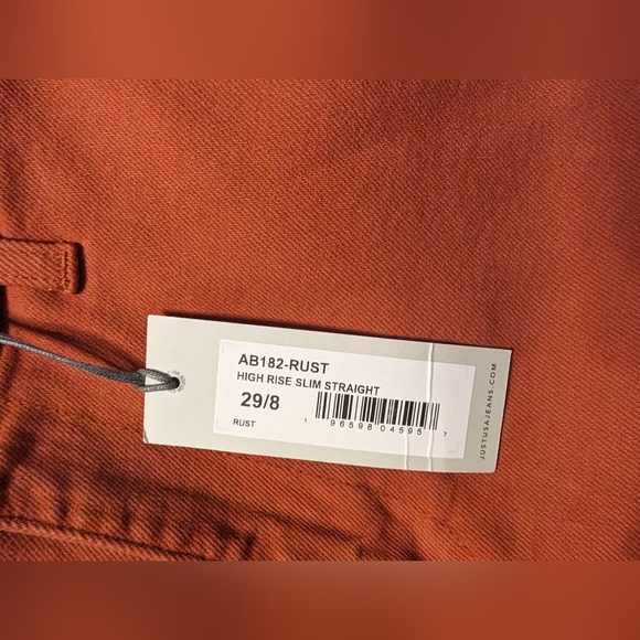 Just USA Women's High Rise Slim Straight Leg Jeans AB182 Rust Size 29 / 8 NWT! - Picture 4 of 16